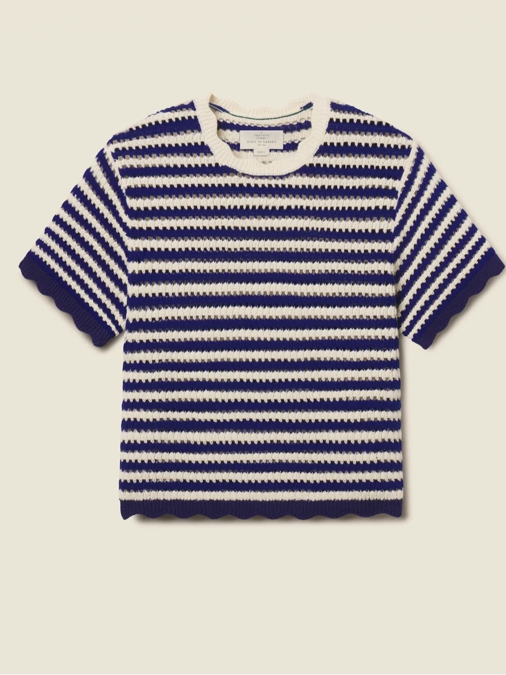 Trovata Navy and Antique White Striped Knit Top
